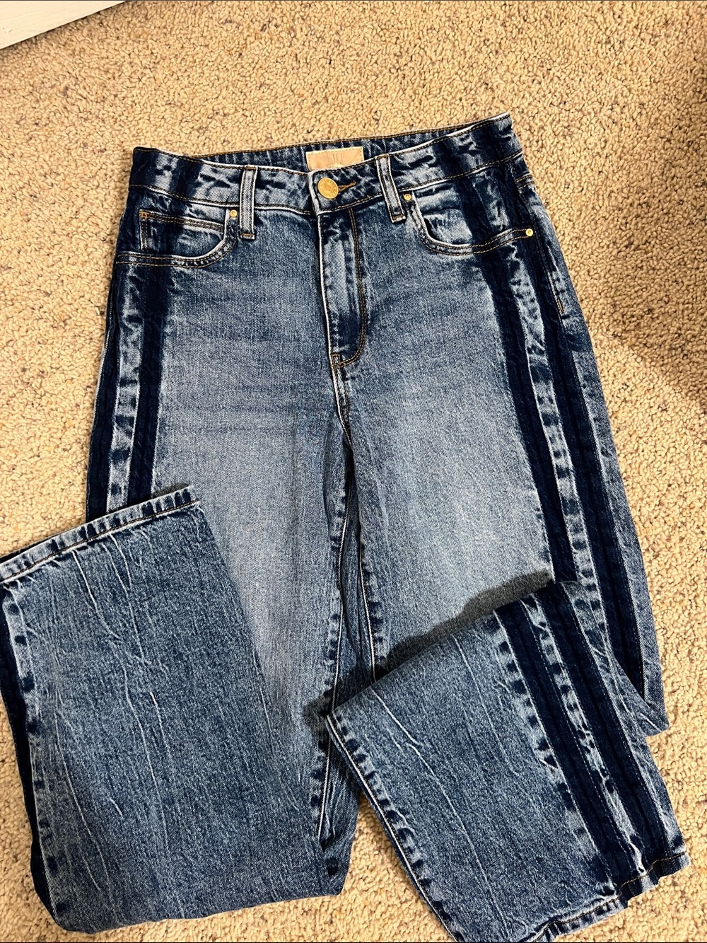 Kut from the Kloth Two-Tone Blue Sienna Straight Leg Jeans
